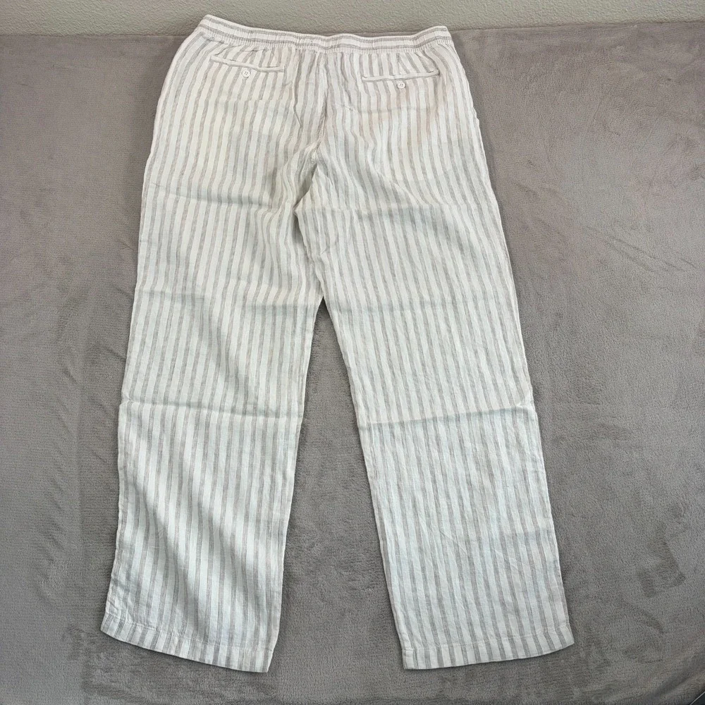 TODD SNYDER Relaxed 100% Linen Leisure‎ Pants in White Striped Pleated NWT $198